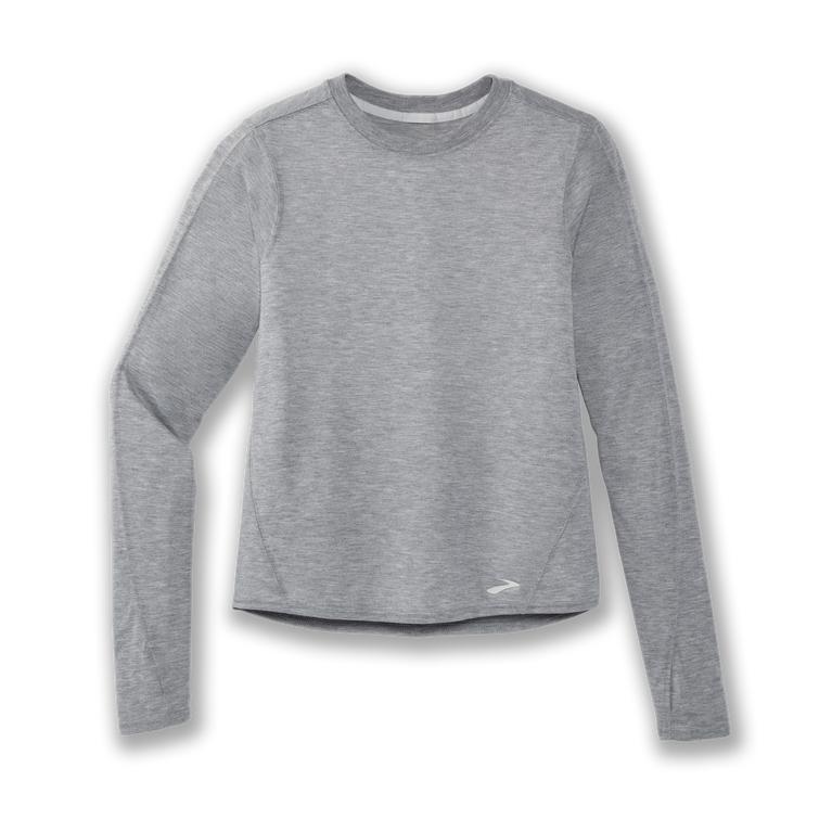 Brooks Women's Distance Long Sleeve Running Shirt - Heather Ash/Grey (PNSD51743)